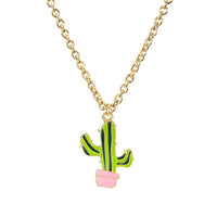 Pink Cactus Necklace In 2 Styles