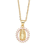 Pink Mary Necklace (Rolo Chain)