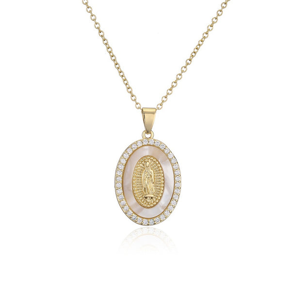 Mother Of Pearl Mother Mary (Rolo Chain)