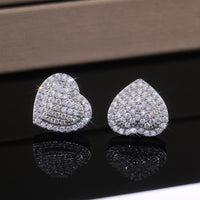 Pavé Heart Studs (Silver)