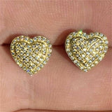 Pavé Heart Studs (Gold)