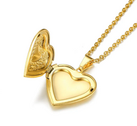 Floral Heart Shaped Two Photo Locket (Rolo Chain)