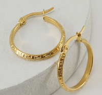 Small Greek Key Hoops