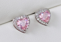 Pink Halo Heart Studs