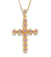 Pink Star Cross (Figaro Chain)