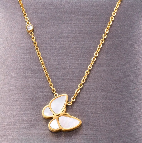 Icy Mother Of Pearl Butterfly Necklace