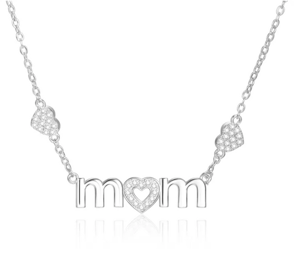 Pavé Mom Necklace (Silver)
