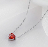 Red Dainty Solitaire Heart Necklace