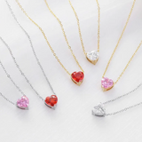 Solitaire Heart Necklace (Red)