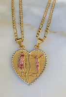 Tricolor Jesus And Mary Breakable Heart With Two Chains