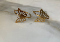 Gold Dipped Butterfly Design Hoop Earrings
