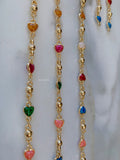 On Sale! Gold Dipped Sparkly Colorful Heart Jewelry Set: Necklace, Bracelet, Earrings