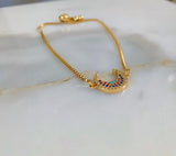 Sale! Gold Dipped Multicolor Crescent Moon Bracelet