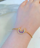 Sale! Gold Dipped Multicolor Crescent Moon Bracelet