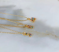 Sale! Gold Dipped Rainbow Stone Initial Necklace