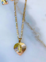 On Sale! Tri-Color Gold Dipped Saint Medals In 13 Styles On A figaro Chain