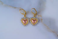 Tricolor Gold Plated Heart Dangle Earrings