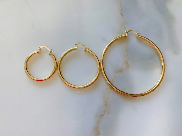 Thinner Gold Dipped Tube Hoops In 3 Sizes