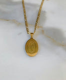 Gold Dipped Oval Our Lady Of Guadalupe Necklace