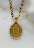 Gold Dipped Oval Our Lady Of Guadalupe Necklace