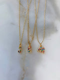 Sale! Gold Dipped Rainbow Stone Initial Necklace