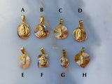 On Sale! Tri-Color Gold Dipped Saint Medals In 13 Styles On A figaro Chain
