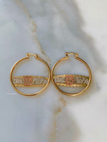 On Sale! Tricolor Gold Dipped Quinceanera Hoop Earrings