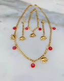 On Sale! Yellow Gold Dipped Evil Eye And Elephant Jewelry Set Or Sold Separately