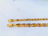 Tricolor Gold Dipped Chain Bracelets With Optional Necklace