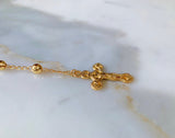 On Sale! Gold Plated Rosary Necklace Featuring Saint Ben And A Crucifix