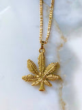 Gold Dipped Weed Leaf Necklace