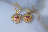 Tricolor Gold Plated Heart Dangle Earrings