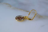 Tricolor Gold Plated Saint Ben Medal Dangle Earrings- Has Optional Matching Necklace