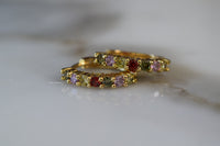 Gold Plated Multicolor Stone Huggie Hoops