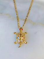 Tricolor Gold Plated Turtle Necklace