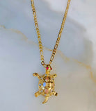 Tricolor Gold Plated Turtle Necklace