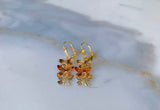 Tricolor Gold Plated Diamond Cut Butterfly Dangle Earrings