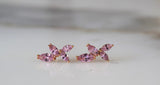 Rose Gold Plated Marquise Pink Stud Earrings