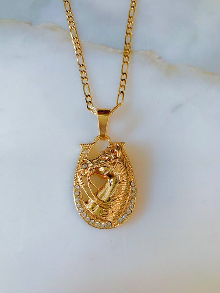 Large Gold Plated Horseshoe Necklace