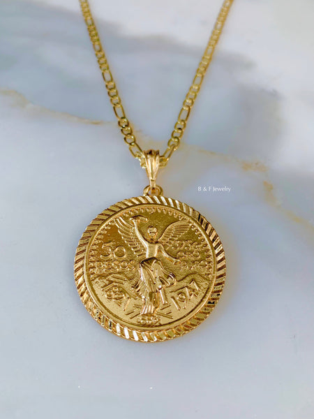 Gold Dipped Peso Inspired Necklace