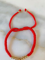 Gold Plated Woven Red String Butterfly Bracelet