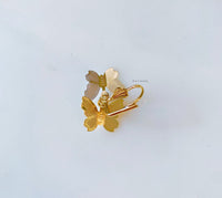 Bicolor Gold Plated Butterfly Dangle Earrings