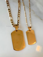 Gold Plated Dog Tag Necklaces In 2 Sizes