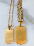 Gold Plated Dog Tag Necklaces In 2 Sizes