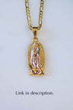 Tricolor Gold Plated Virgin Mary Dangle Earrings
