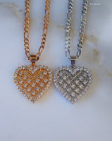 White Or Yellow Gold Plated Diamond Inspired Heart Necklace