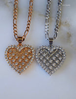 White Or Yellow Gold Plated Diamond Inspired Heart Necklace