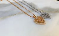 White Or Yellow Gold Plated Diamond Inspired Heart Necklace