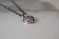 White Gold Plated Diamond Inspired Puffy Heart Necklace