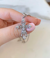 White Gold Plated Diamond Inspired Crucifix Necklace